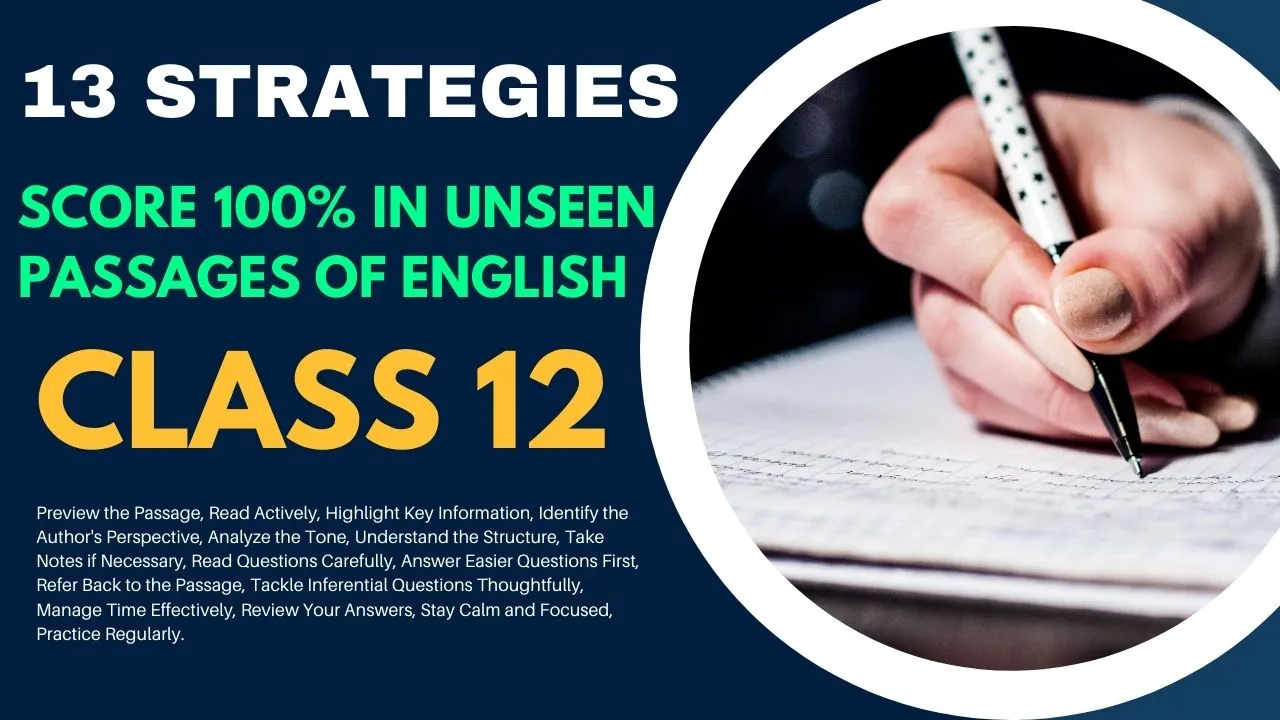 How to score 100% in unseen passages of English class 12